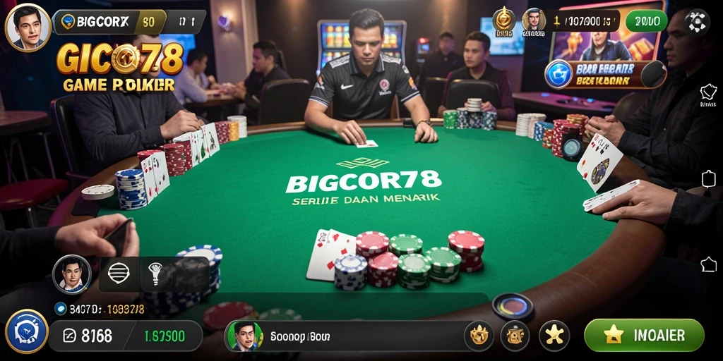 Screenshot gameplay menarik dari BIGCOR78 saat bermain poker.