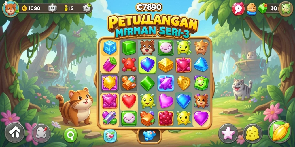 Tampilan penuh warna dari gameplay C7890 yang menghibur.