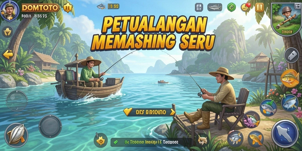 Gameplay seru memancing di berbagai lokasi menarik.