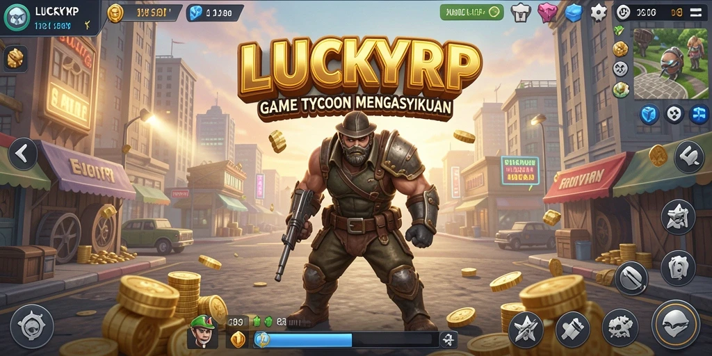 Tampilan gameplay seru dalam LUCKYRP yang penuh dengan aktivitas Tycoon.