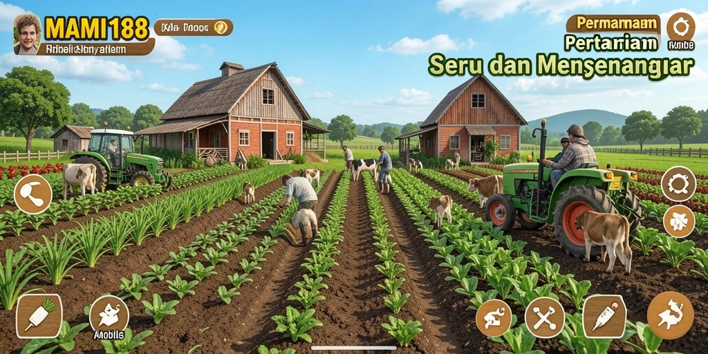 Tampilan gameplay pertanian yang menarik dan interaktif.