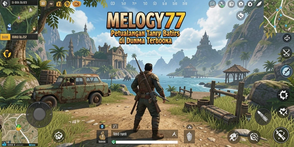 Screenshot utama MELODY77 menampilkan keindahan alam dunia terbuka.