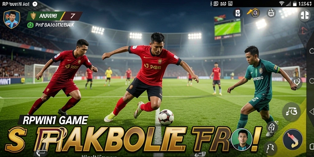 Tampilan gameplay seru RPWIN1 dalam pertandingan sepak bola.