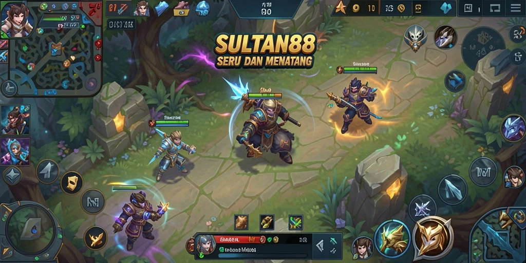 Tampilan gameplay menegangkan dari SULTAN88 dengan aksi MOBA yang intens.